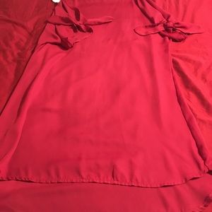 Red shoulder strap dress